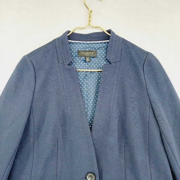 New Talbots Navy Cotton/ Nylon One Button Blazer P6972 - Picture 3 of 9